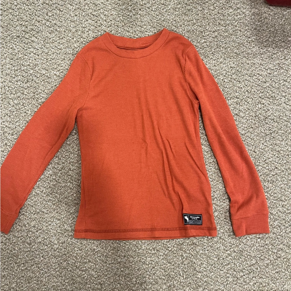 Abercrombie Kids Vibrant Orange Waffle Knit Top